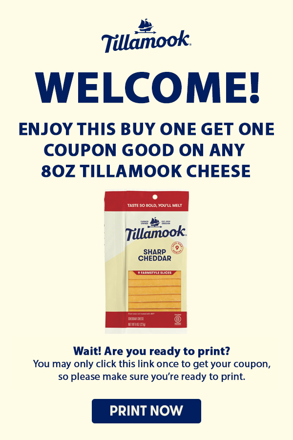 Get Offer | Buy One Get One Free Valid on any 8oz Tillamook Cheese ($6. ...