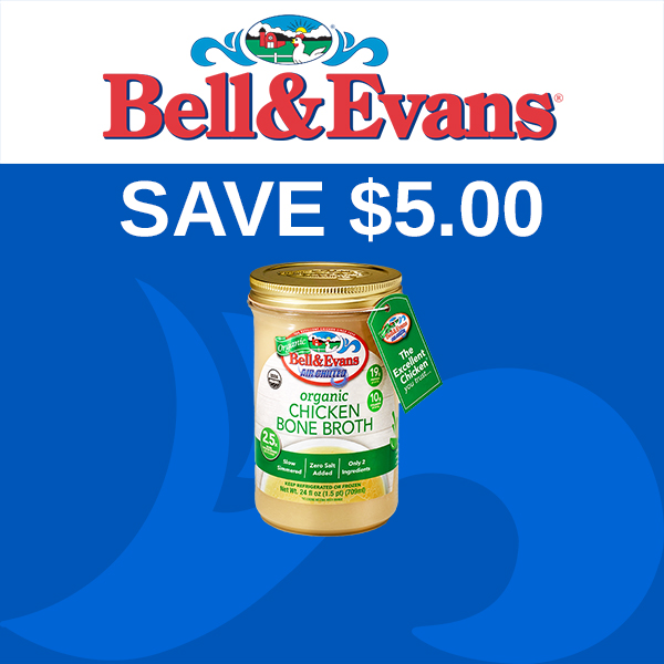 Get Offer SAVE 5 On ONE (1) Bell & Evans Organic Chicken Bone Broth
