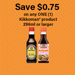 Get Offer | Save $0.75 on any ONE (1) Kikkoman® product 296ml or larger